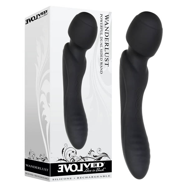 Buy Evolved Wanderlust - Black USB Rechargeable Double Ended Massager Wand at NZ’s Mega Adult Toys Store. Discover premium sex toys with discreet shipping at the best price in NZ