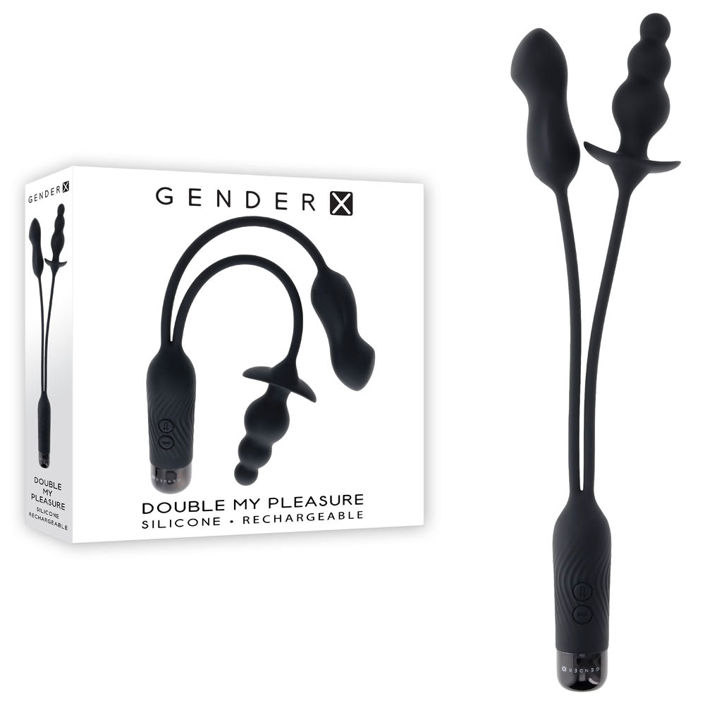 Buy Gender X DOUBLE MY PLEASURE - Black USB Rechargeable Mini Vibe & Beaded Plug at NZ’s Mega Adult Toys Store. Discover premium sex toys with discreet shipping at the best price in NZ