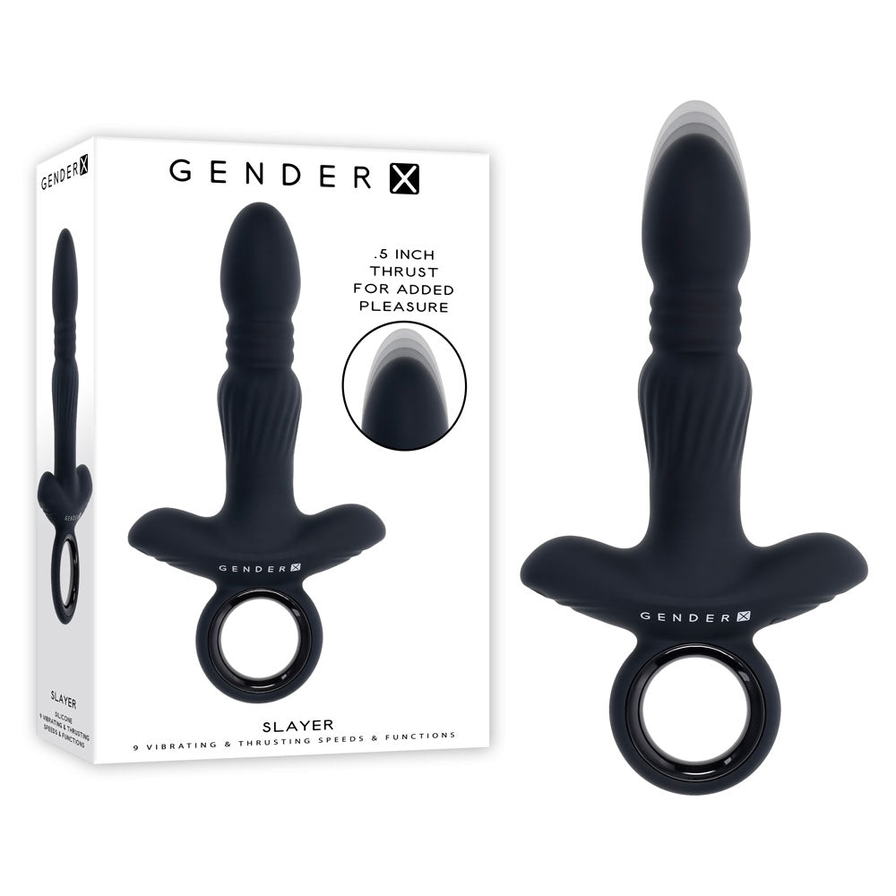 Buy Gender X SLAYER - Black 20 cm USB Rechargeable Thrusting Vibrating Butt Plug at NZ’s Mega Adult Toys Store. Discover premium sex toys with discreet shipping at the best price in NZ