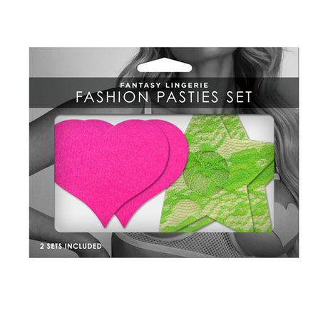 Buy GLOW Fashion Pasties Set - Neon Green & Solid Pink - 2 Sets Included at NZ’s Mega Adult Toys Store. Discover premium sex toys with discreet shipping at the best price in NZ