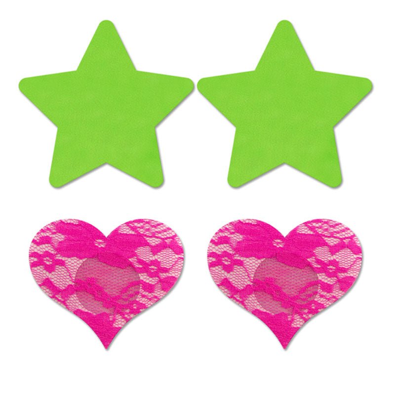 Buy GLOW Fashion Pasties Set - Solid Neon Green & Pink - 2 Sets Included at NZ’s Mega Adult Toys Store. Discover premium sex toys with discreet shipping at the best price in NZ