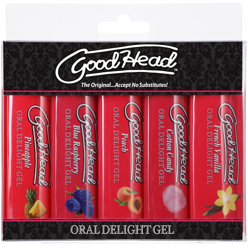 Buy GoodHead Oral Delight Gel - 5 Pack - Flavoured Oral Gels - Set of 5 x 30ml Bottles at NZ’s Mega Adult Toys Store. Discover premium sex toys with discreet shipping at the best price in NZ