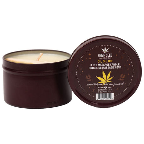 Buy Hemp Seed 3 - In - 1 Massage Candle - Oh! Oh! Oh! - Amber Musk, Warm Tobacco, Caramel Strands - 170 g at NZ’s Mega Adult Toys Store. Discover premium sex toys with discreet shipping at the best price in NZ