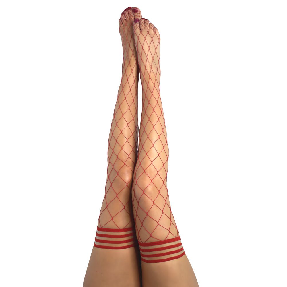 Buy Kixies CLAUDIA Large Diamond Red Fishnet Thigh Highs - Red - Size A at NZ’s Mega Adult Toys Store. Discover premium sex toys with discreet shipping at the best price in NZ