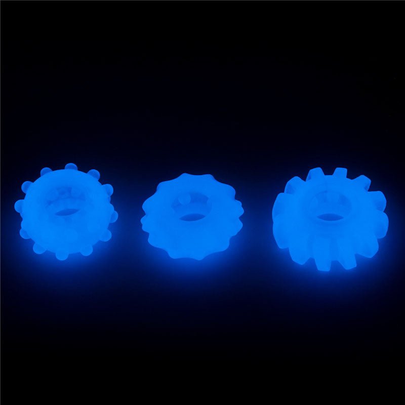 Buy Lumino Play Penis Rings 3 Pack - Glow in the Dark Blue Cock Rings - Set of 3 at NZ’s Mega Adult Toys Store. Discover premium sex toys with discreet shipping at the best price in NZ