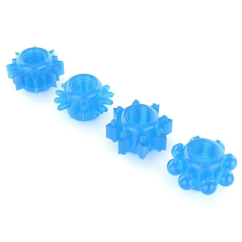 Buy Lumino Play Penis Rings 4 Pack - Glow in the Dark Blue Cock Rings - Set of 4 at NZ’s Mega Adult Toys Store. Discover premium sex toys with discreet shipping at the best price in NZ