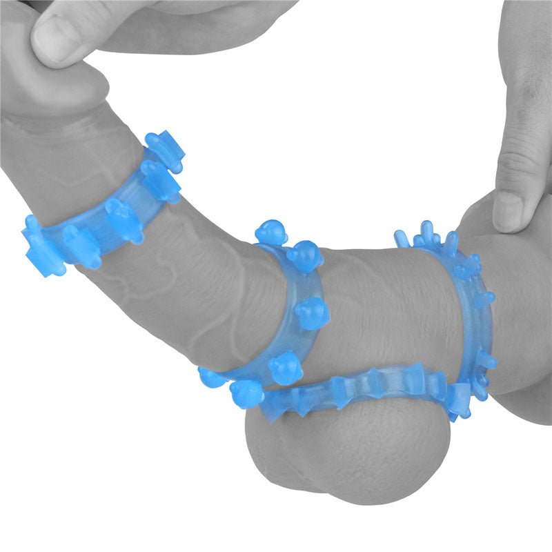 Buy Lumino Play Penis Rings 4 Pack - Glow in the Dark Blue Cock Rings - Set of 4 at NZ’s Mega Adult Toys Store. Discover premium sex toys with discreet shipping at the best price in NZ