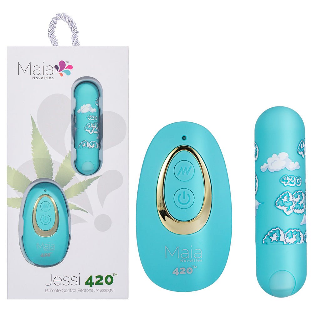 Buy Maia JESSI 420 Remote - Sky Blue 7.6 cm USB Rechargeable Bullet with Wireless Remote at NZ’s Mega Adult Toys Store. Discover premium sex toys with discreet shipping at the best price in NZ