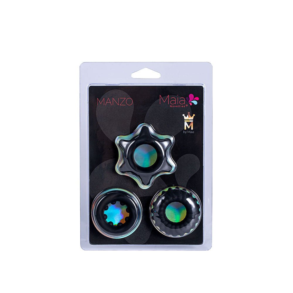 Buy Maia MANZO - Black Silicone Cock Rings - Set of 3 at NZ’s Mega Adult Toys Store. Discover premium sex toys with discreet shipping at the best price in NZ