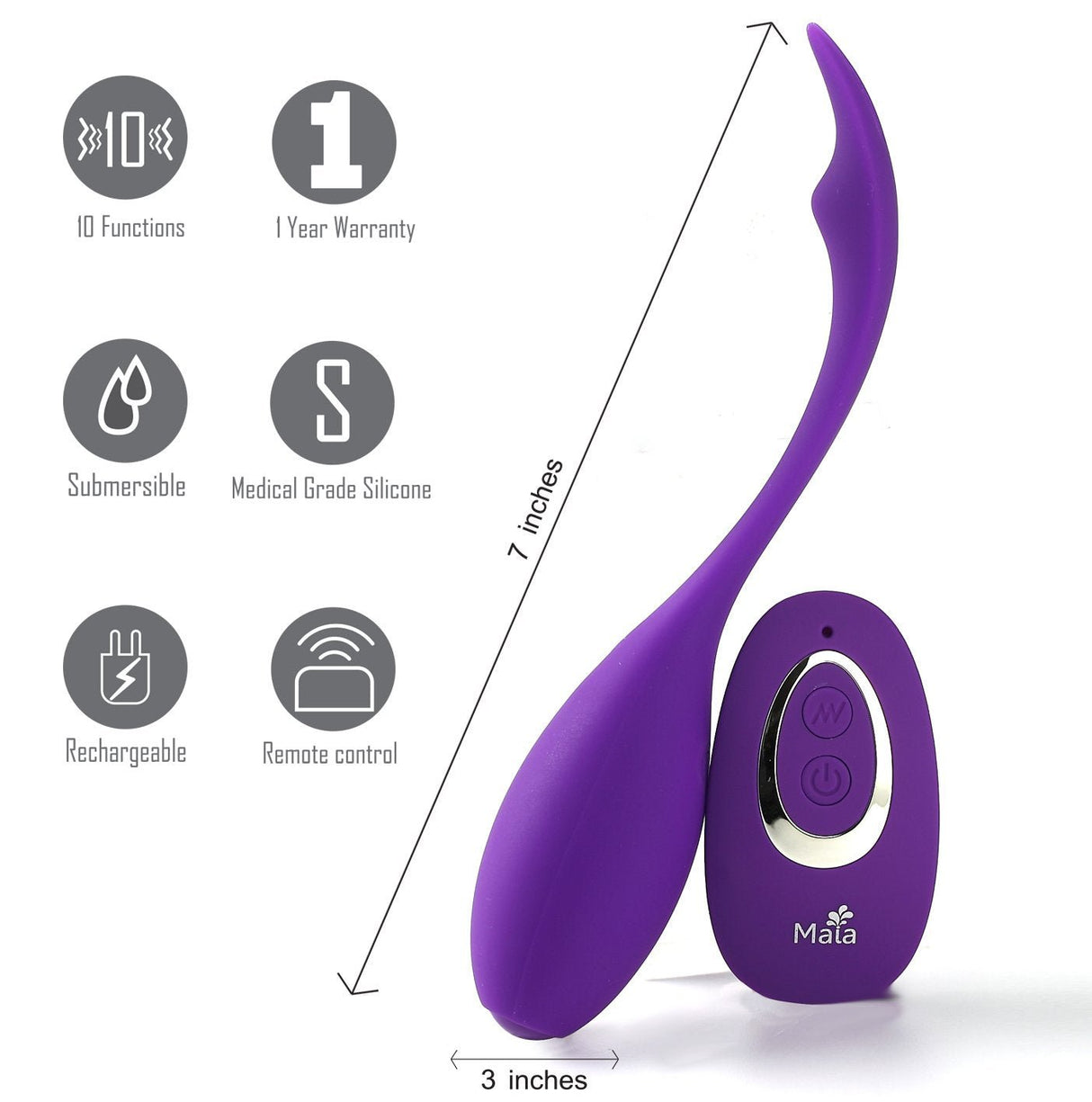 Buy Maia Syrene - Purple USB Rechargeable Bullet with Wireless Remote at NZ’s Mega Adult Toys Store. Discover premium sex toys with discreet shipping at the best price in NZ