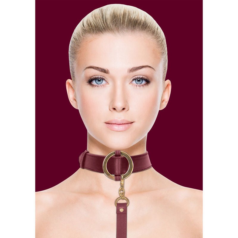 Buy OUCH! Halo - Collar With Leash - Burgundy Restraint at NZ’s Mega Adult Toys Store. Discover premium sex toys with discreet shipping at the best price in NZ