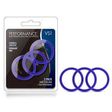 Buy Performance VS1 Pure Premium Silicone Cockrings - Indigo Blue Medium Cock Rings - Set of 3 at NZ’s Mega Adult Toys Store. Discover premium sex toys with discreet shipping at the best price in NZ