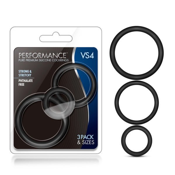 Buy Performance VS4 Pure Premium Silicone Cockrings - Black Cock Rings - Set of 3 Sizes at NZ’s Mega Adult Toys Store. Discover premium sex toys with discreet shipping at the best price in NZ