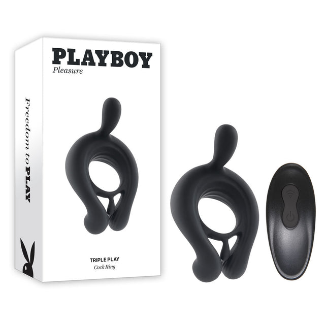 Buy Playboy Pleasure TRIPLE PLAY - Black USB Rechargeable Cock Ring with Wireless Remote at NZ’s Mega Adult Toys Store. Discover premium sex toys with discreet shipping at the best price in NZ