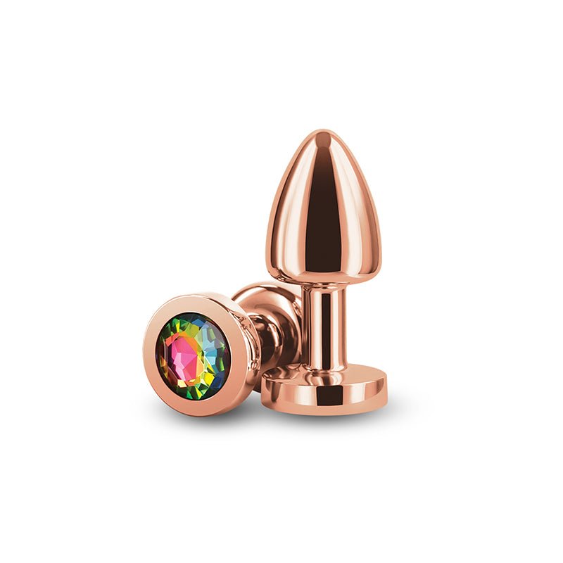 Buy Rear Assets Petite - Rose Gold with Rainbow Gem - Rose Gold 6 cm Metal Butt Plug with Rainbow Round Gem Base at NZ’s Mega Adult Toys Store. Discover premium sex toys with discreet shipping at the best price in NZ