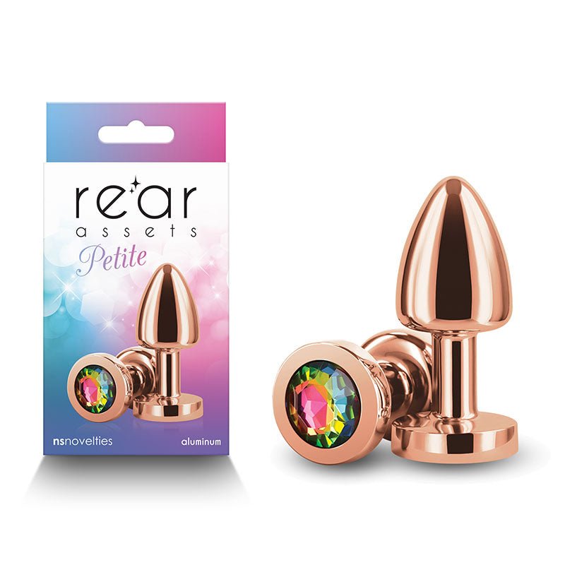 Buy Rear Assets Petite - Rose Gold with Rainbow Gem - Rose Gold 6 cm Metal Butt Plug with Rainbow Round Gem Base at NZ’s Mega Adult Toys Store. Discover premium sex toys with discreet shipping at the best price in NZ