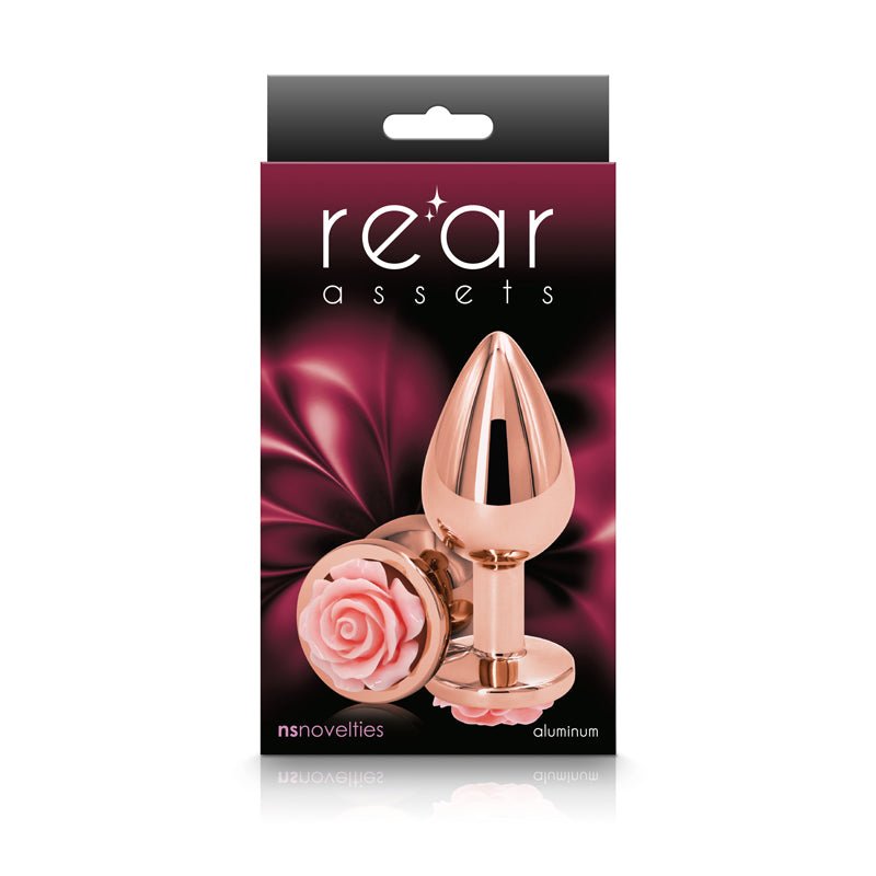 Buy Rear Assets Rose - Medium - Rose Gold 8.9 cm Metal Butt Plug with Pink Rose Base at NZ’s Mega Adult Toys Store. Discover premium sex toys with discreet shipping at the best price in NZ