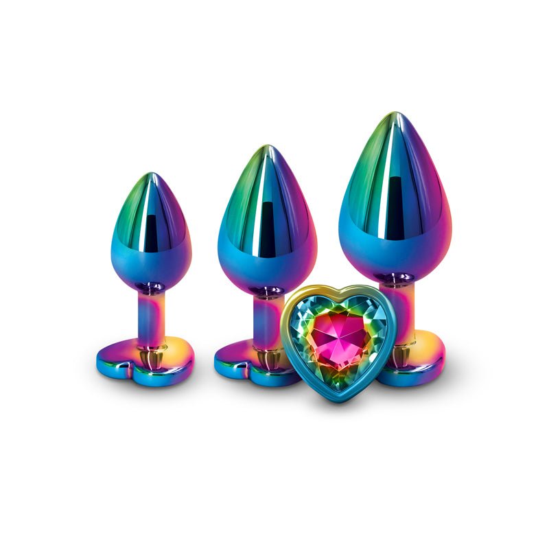 Buy Rear Assets Trainer Kit - Multicolour - Rainbow Heart - Multi Coloured Metallic Butt Plugs with Rainbow Hearts - Set of 3 Sizes at NZ’s Mega Adult Toys Store. Discover premium sex toys with discreet shipping at the best price in NZ