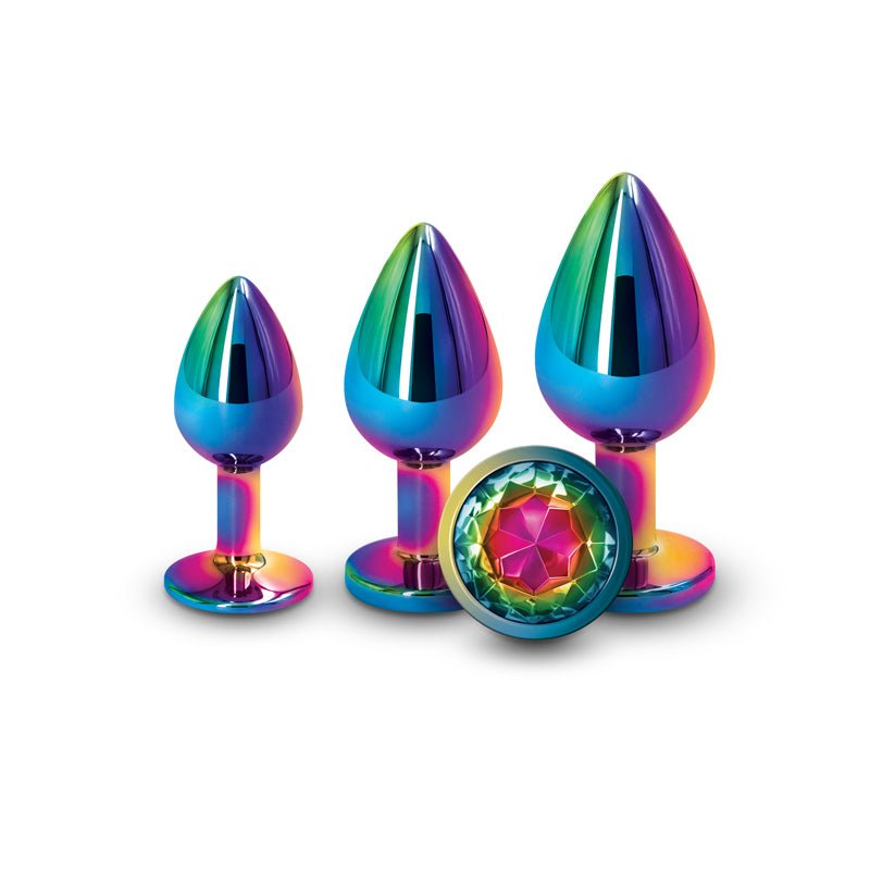 Buy Rear Assets Trainer Kit - Multicolour - Rainbow - Multi Coloured Metallic Butt Plugs with Rainbow Gems - Set of 3 Sizes at NZ’s Mega Adult Toys Store. Discover premium sex toys with discreet shipping at the best price in NZ