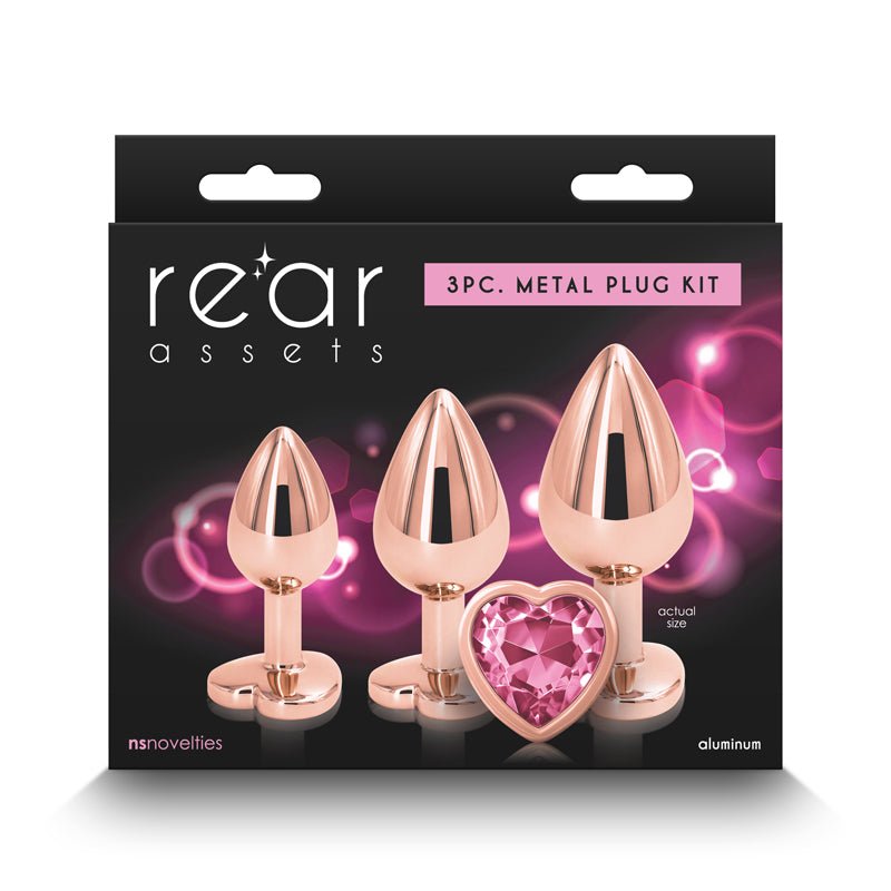 Buy Rear Assets Trainer Kit - Rose Gold - Pink Heart - Rose Gold Metallic Butt Plugs with Pink Hearts - Set of 3 Sizes at NZ’s Mega Adult Toys Store. Discover premium sex toys with discreet shipping at the best price in NZ