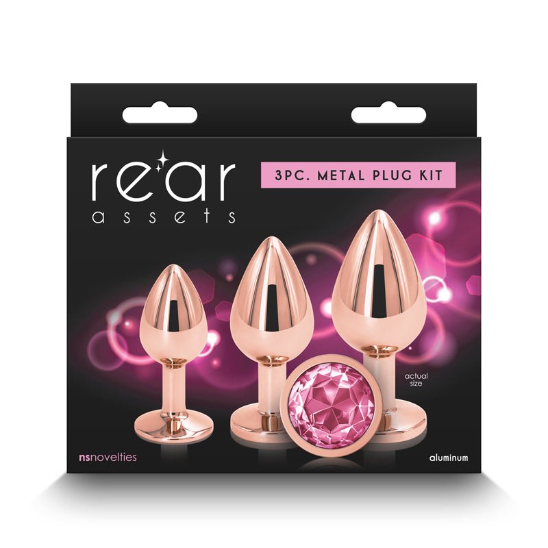 Buy Rear Assets Trainer Kit - Rose Gold - Pink - Rose Gold Metallic Butt Plugs with Pink Gems - Set of 3 Sizes at NZ’s Mega Adult Toys Store. Discover premium sex toys with discreet shipping at the best price in NZ