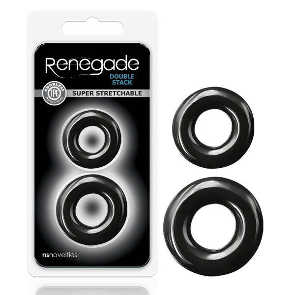 Buy Renegade - Double Stack - Black Cock Rings - Set of 2 at NZ’s Mega Adult Toys Store. Discover premium sex toys with discreet shipping at the best price in NZ