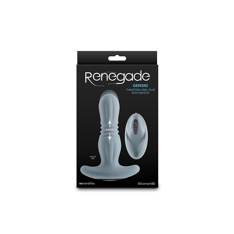 Buy Renegade Gemini - Grey - Grey 14.8 cm USB Rechargeable Thrusting & Vibrating Butt Plug with Remote at NZ’s Mega Adult Toys Store. Discover premium sex toys with discreet shipping at the best price in NZ