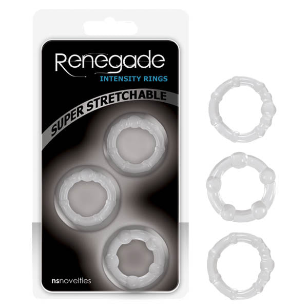 Buy Renegade Intensity Rings - Clear Cock Rings - Set of 3 at NZ’s Mega Adult Toys Store. Discover premium sex toys with discreet shipping at the best price in NZ