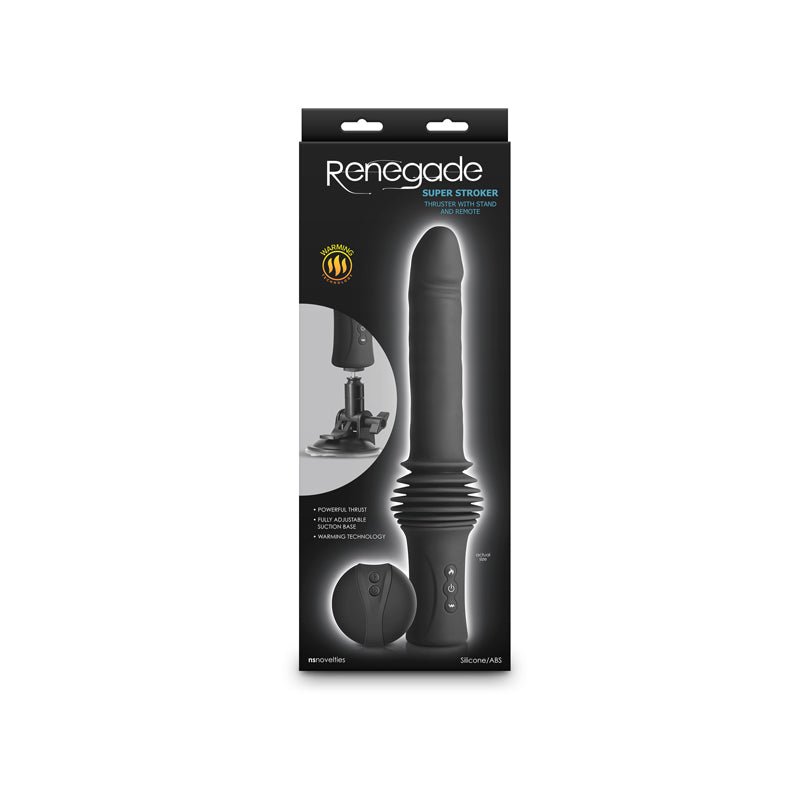 Buy Renegade Super Stroker - Black - Black 36.8 cm USB Rechargeable Thrusting Vibrator with Remote Control & Stand at NZ’s Mega Adult Toys Store. Discover premium sex toys with discreet shipping at the best price in NZ