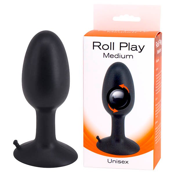 Buy Roll Play - Black Medium 10 cm Butt Plug with Internal Ball at NZ’s Mega Adult Toys Store. Discover premium sex toys with discreet shipping at the best price in NZ