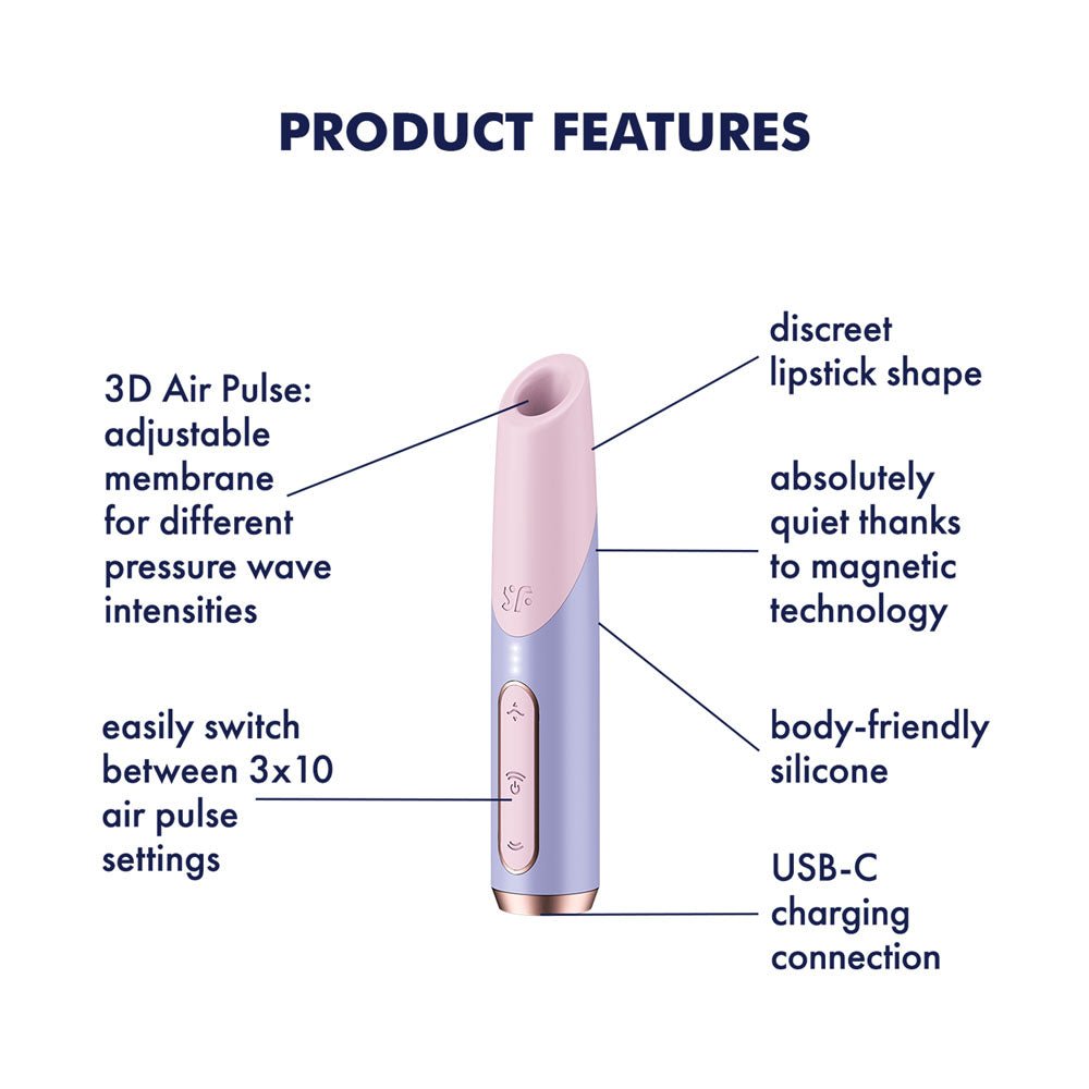 Buy Satisfyer Bold Kiss - Purple USB Rechargeable Air Pulse Stimulator at Oh Joy. Discover premium sex toys with discreet shipping at the best price in NZ