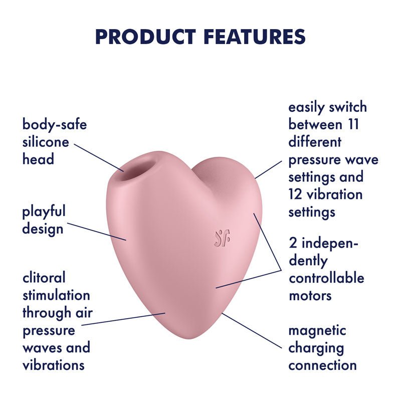 Buy Satisfyer Cutie Heart - Light Pink - Light Pink USB Rechargeable Air Pulsation Stimulator with Vibration at NZ’s Mega Adult Toys Store. Discover premium sex toys with discreet shipping at the best price in NZ