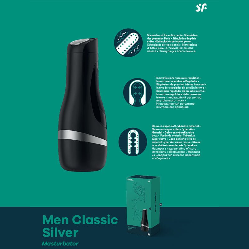 Buy Satisfyer Men Classic - Black/Silver Stroker at NZ’s Mega Adult Toys Store. Discover premium sex toys with discreet shipping at the best price in NZ