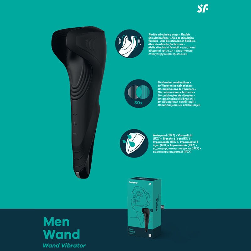 Buy Satisfyer Men Wand - Black USB Rechargeable Vibrating Masturbator Wand at NZ’s Mega Adult Toys Store. Discover premium sex toys with discreet shipping at the best price in NZ