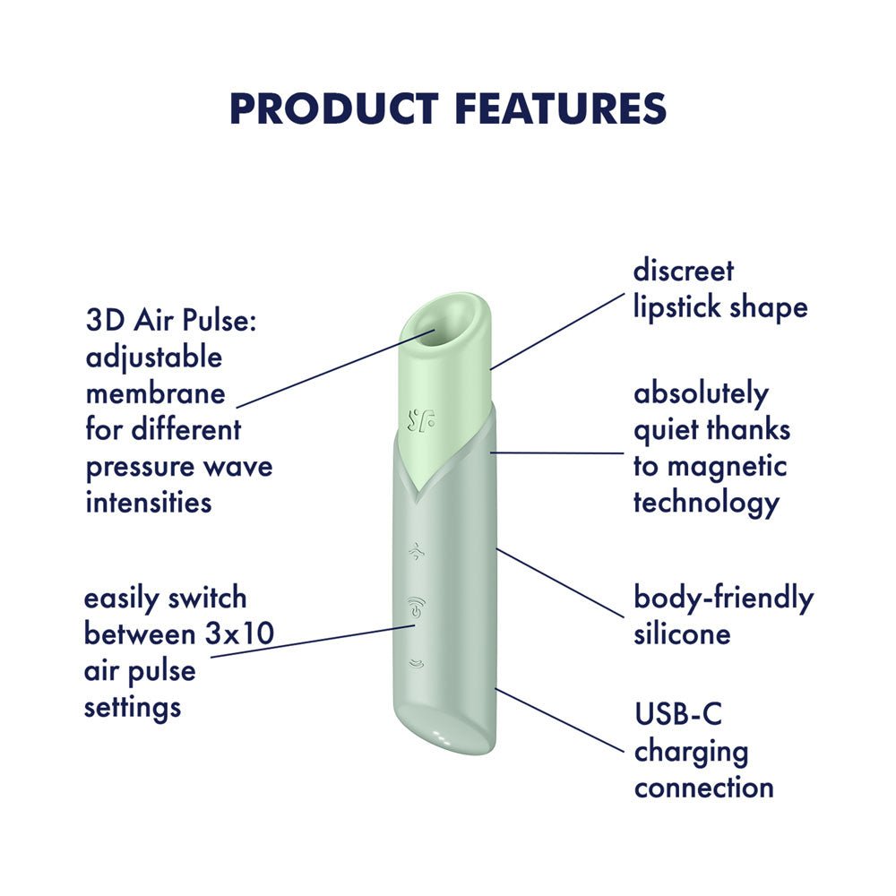 Buy Satisfyer Naughty Kiss - Mint Green USB Rechargeable Air Pulse Stimulator at Oh Joy. Discover premium sex toys with discreet shipping at the best price in NZ