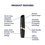 Buy Satisfyer Perfect Kiss - Black USB Rechargeable Air Pulse Stimulator at Oh Joy. Discover premium sex toys with discreet shipping at the best price in NZ