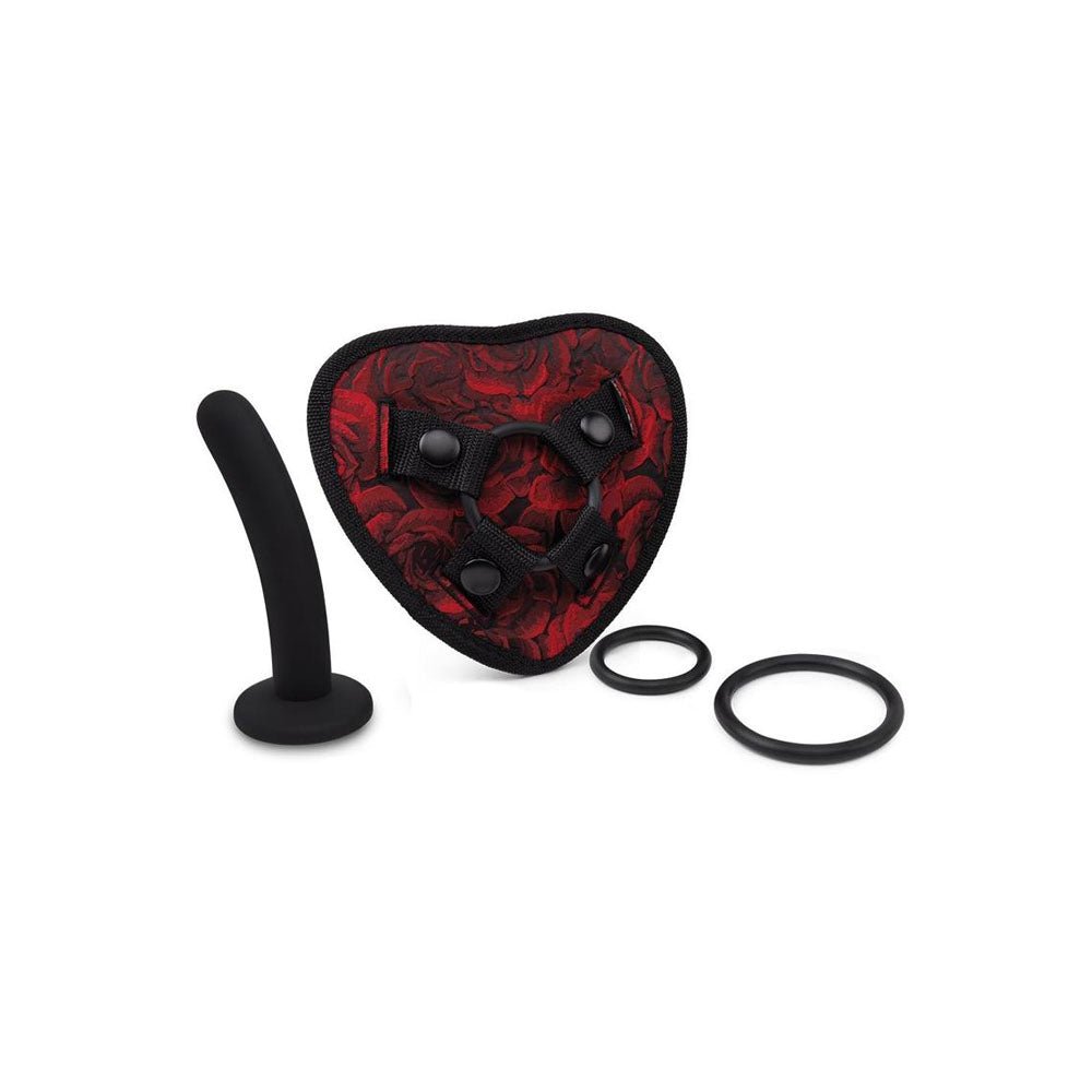 Buy Secret Kisses ROSEGASM STRAP - ON HARNESS with Dildo - Red/Black Heart - Shaped Strap - On with 5'' Dildo at NZ’s Mega Adult Toys Store. Discover premium sex toys with discreet shipping at the best price in NZ