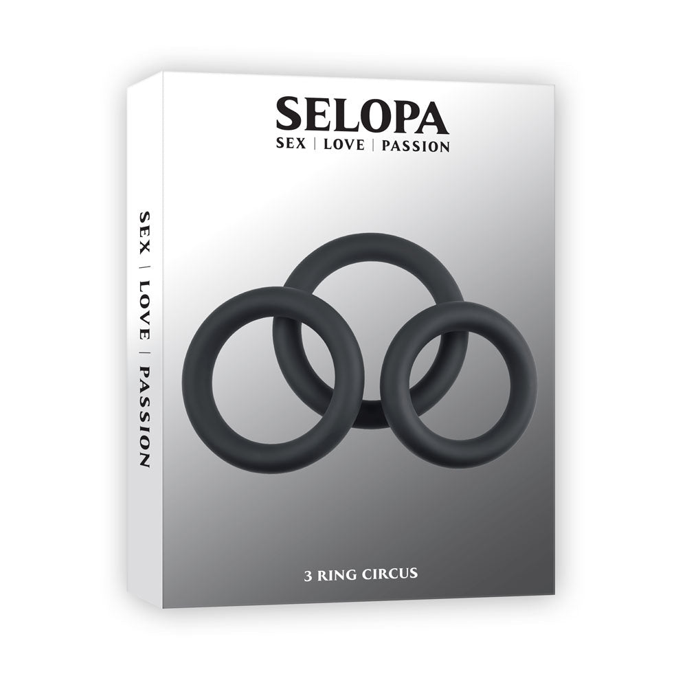 Buy Selopa 3 RING CIRCUS - Black Cock Rings - Set of 3 Sizes at NZ’s Mega Adult Toys Store. Discover premium sex toys with discreet shipping at the best price in NZ