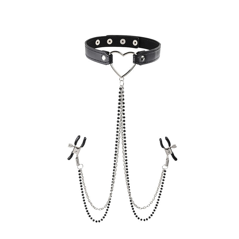 Buy Sex & Mischief Amor Collar with Nipple Clamps - Metal Restraints at NZ’s Mega Adult Toys Store. Discover premium sex toys with discreet shipping at the best price in NZ