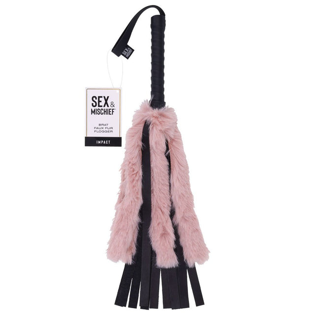 Buy Sex & Mischief Brat Faux Fur Flogger - Black 50 cm Whip with Pink Faux Feather at NZ’s Mega Adult Toys Store. Discover premium sex toys with discreet shipping at the best price in NZ