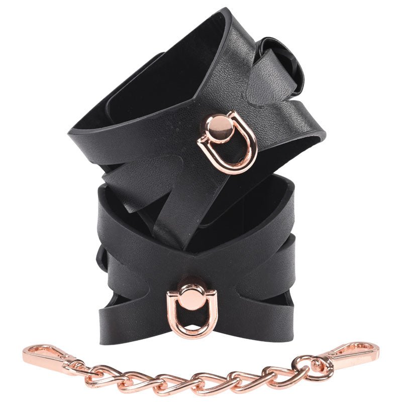 Buy Sex & Mischief Brat Handcuffs - Black/Rose Gold Restraints at NZ’s Mega Adult Toys Store. Discover premium sex toys with discreet shipping at the best price in NZ