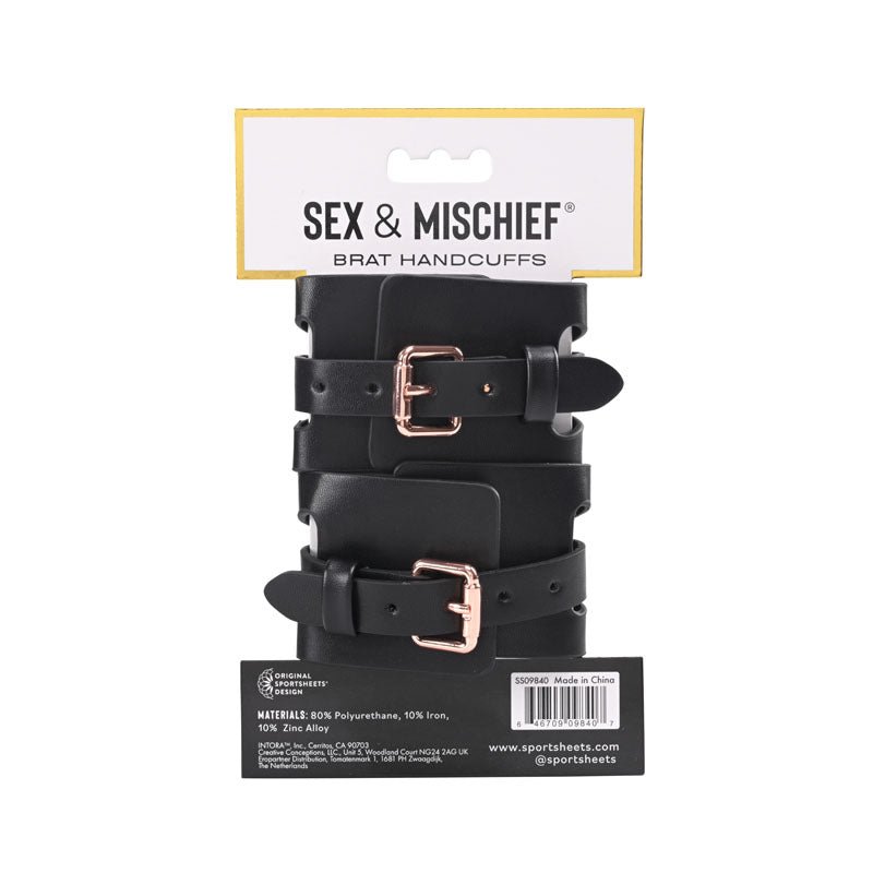 Buy Sex & Mischief Brat Handcuffs - Black/Rose Gold Restraints at NZ’s Mega Adult Toys Store. Discover premium sex toys with discreet shipping at the best price in NZ