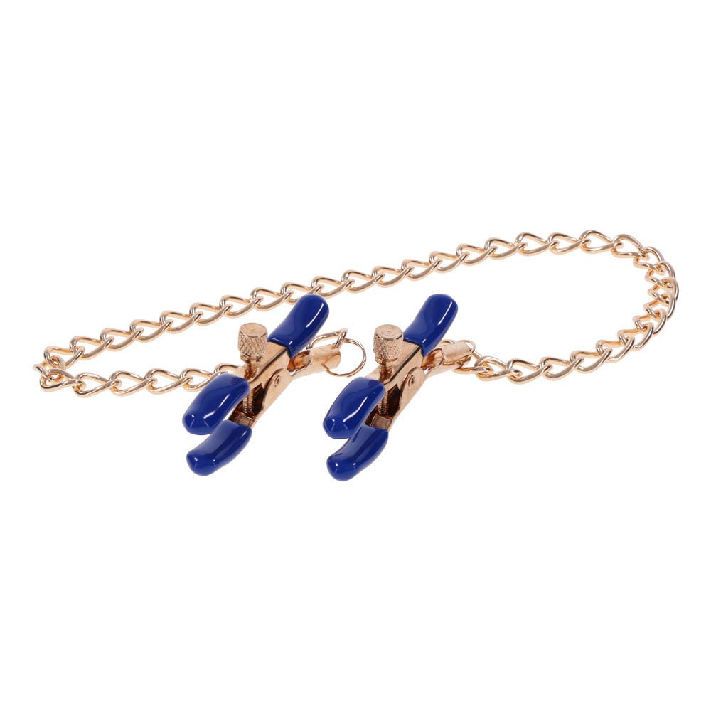 Buy Sex & Mischief Cougar Chained Nipple Clamps - Gold Nipple Clamps with Cougar Chain at NZ’s Mega Adult Toys Store. Discover premium sex toys with discreet shipping at the best price in NZ