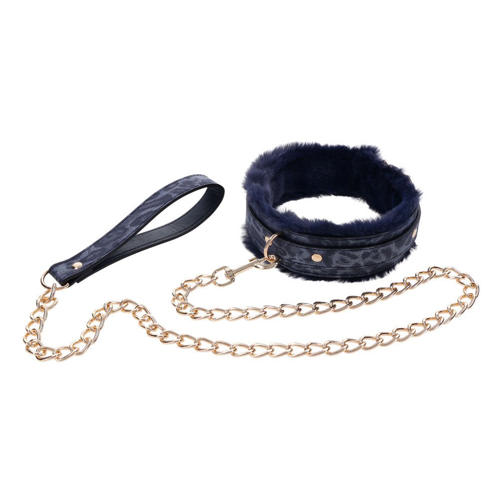 Buy Sex & Mischief Cougar Fur Collar & Leash - Navy Blue/Gold Furry Restraint at NZ’s Mega Adult Toys Store. Discover premium sex toys with discreet shipping at the best price in NZ