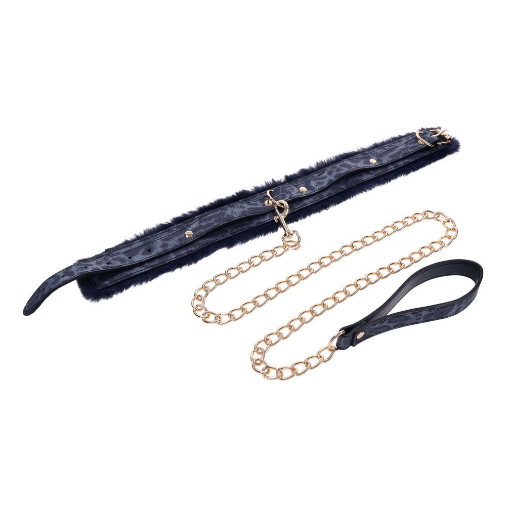 Buy Sex & Mischief Cougar Fur Collar & Leash - Navy Blue/Gold Furry Restraint at NZ’s Mega Adult Toys Store. Discover premium sex toys with discreet shipping at the best price in NZ