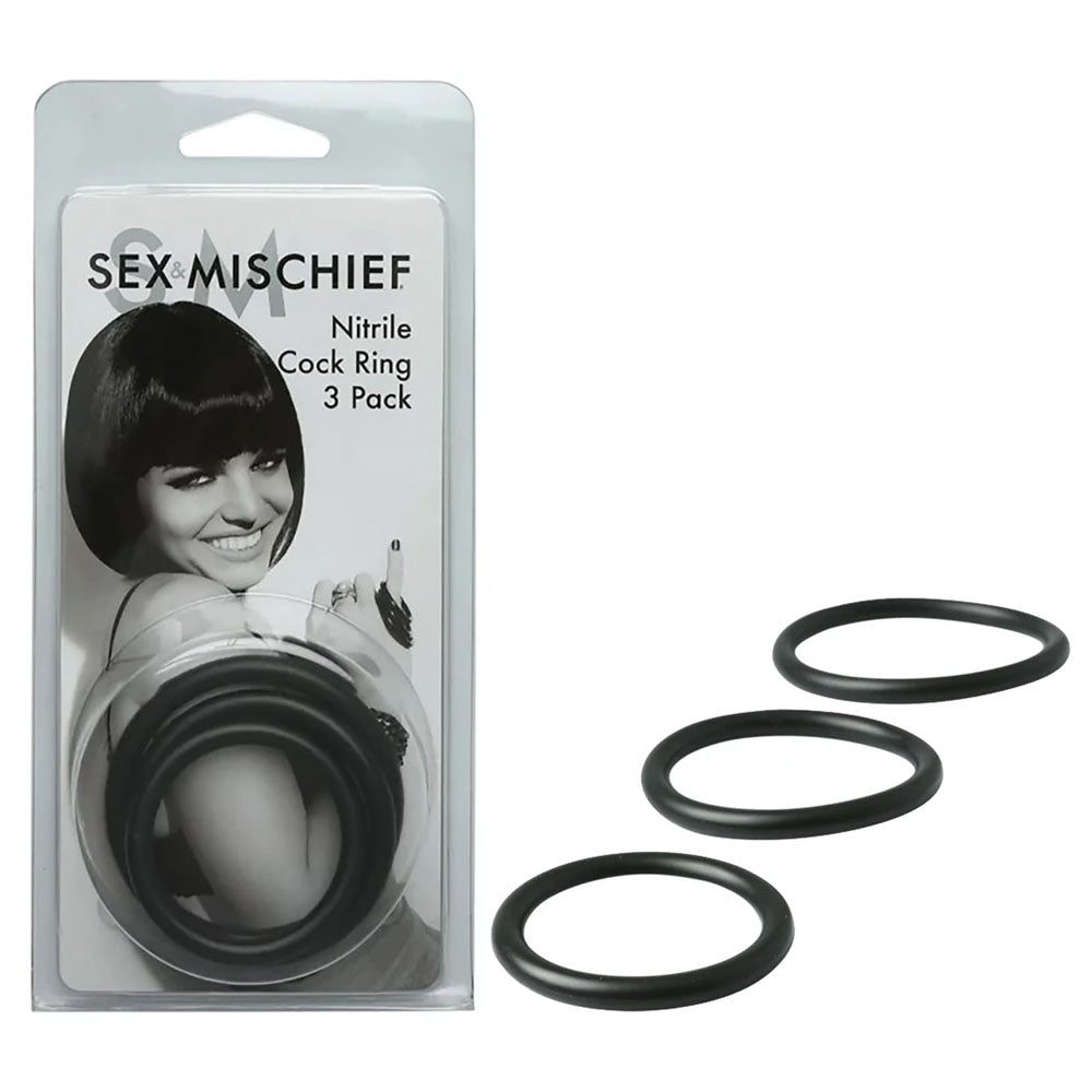 Buy Sex & Mischief Nitrile Cock Ring 3 Pack - Black Cock Rings - Set of 3 Sizes at NZ’s Mega Adult Toys Store. Discover premium sex toys with discreet shipping at the best price in NZ