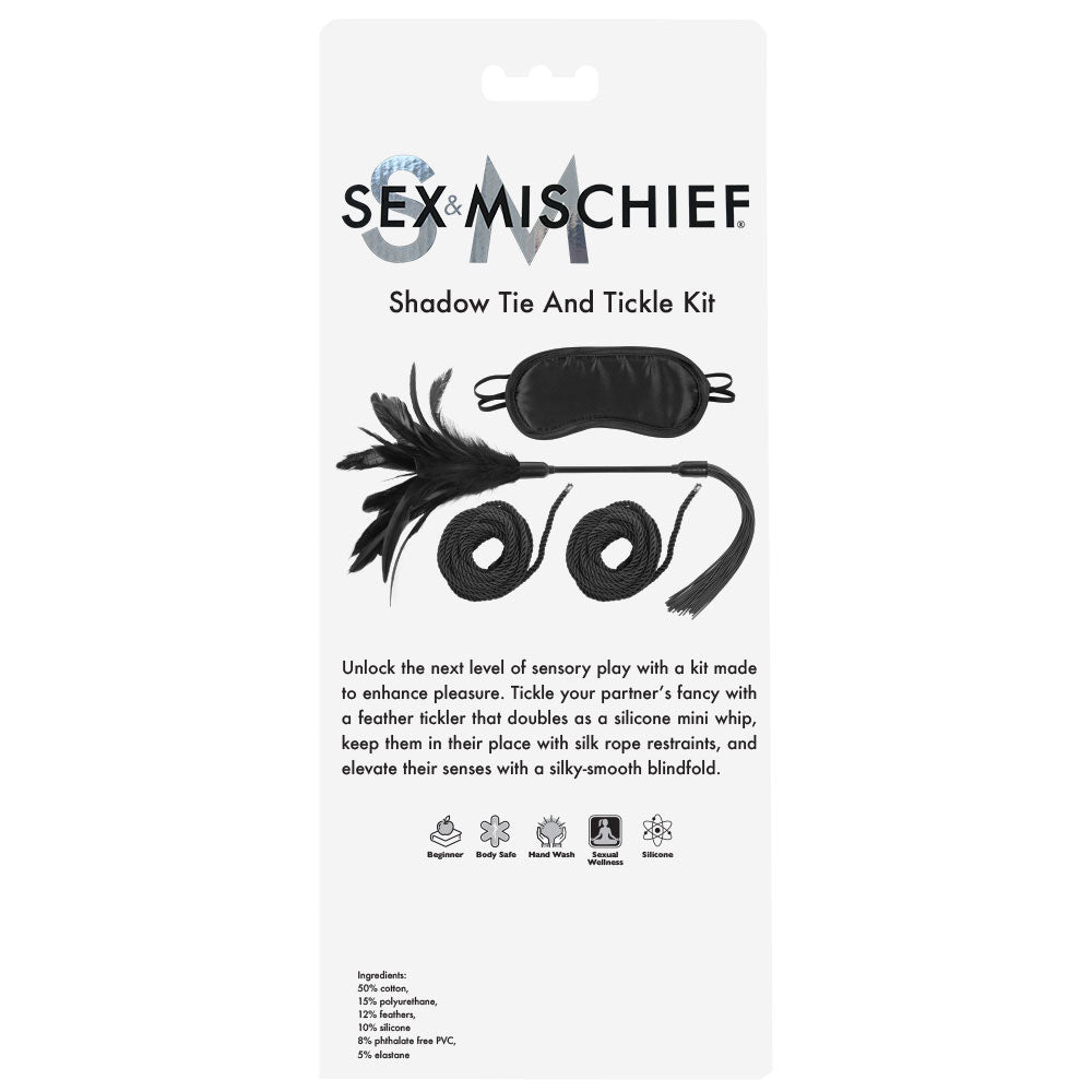 Buy Sex & Mischief Shadow Tie and Tickle Kit - Black Beginners Bondage Kit at NZ’s Mega Adult Toys Store. Discover premium sex toys with discreet shipping at the best price in NZ