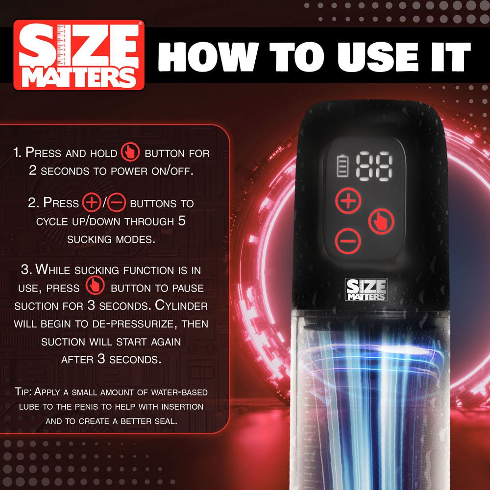 Buy Size Matters Sucking Penis Pump - Clear USB Rechargeable Penis Pump at NZ’s Mega Adult Toys Store. Discover premium sex toys with discreet shipping at the best price in NZ