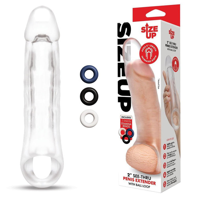 Buy Size Up 2 Inch See - Thru Penis Extender with Ball Loop - Clear 5 cm (2'') Penis Extension Sleeve at NZ’s Mega Adult Toys Store. Discover premium sex toys with discreet shipping at the best price in NZ