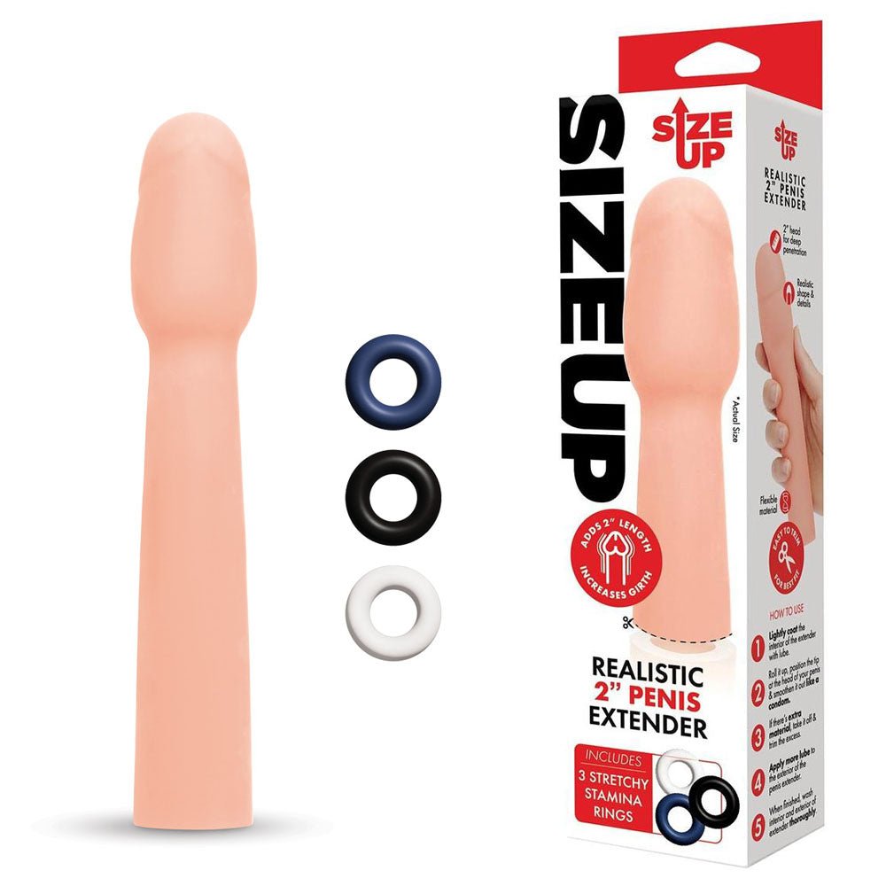 Buy Size Up Realistic 2 Inch Penis Extender - Flesh 5 cm (2'') Penis Extension Sleeve at NZ’s Mega Adult Toys Store. Discover premium sex toys with discreet shipping at the best price in NZ